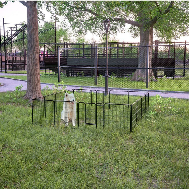 Dog Pens Outdoor 16 Panels Metal Portable Dog Playpen Dog Fence With Doors