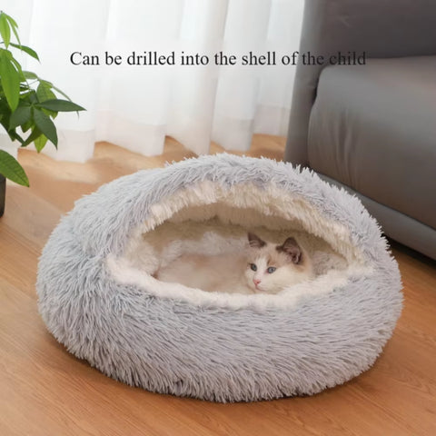 Plush Round Pet Mattress - 2-in-1 Soft Sleeping Nest for Cats and Small Dogs