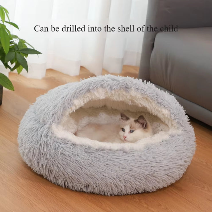 Plush Round Pet Mattress - 2-in-1 Soft Sleeping Nest for Cats and Small Dogs