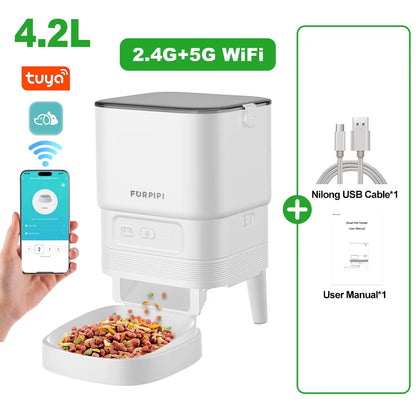 Automatic Feeder for Cat Dog 5G Wifi Smart Cat Feeder Feed Time Setting for Pets Dogs Cats Food Automatic Dispenser Bowl