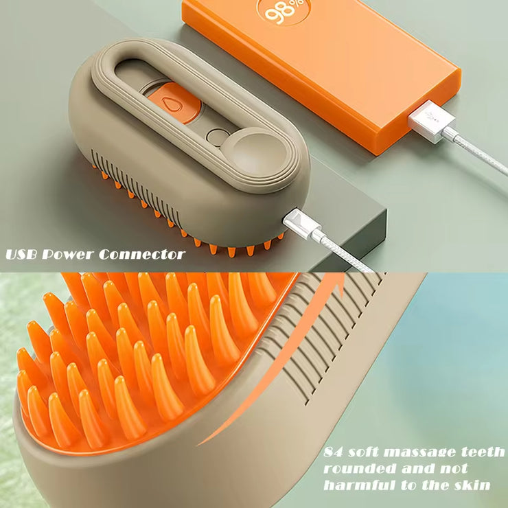 3-in-1 Electric Pet Grooming Brush with Steam Spray and Massage Features for Dog and Cat Hair Removal