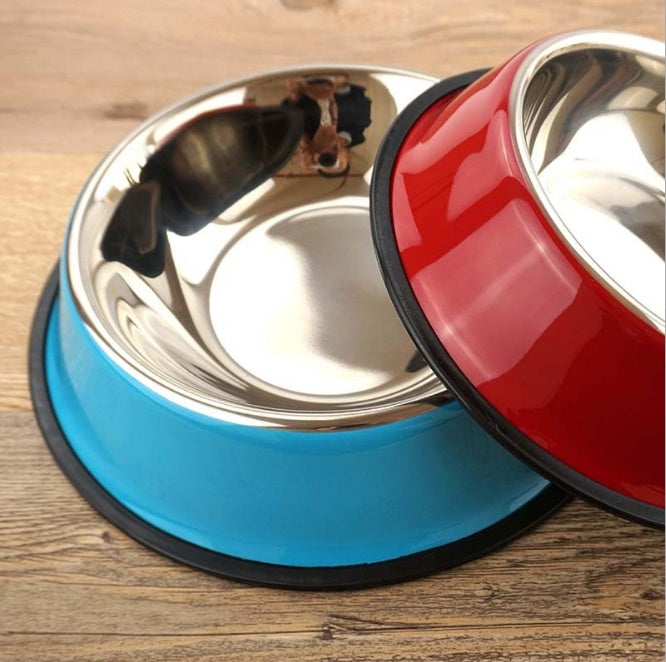 Dual Use Stainless Steel Pet Bowl - Food and Water Feeding Basin