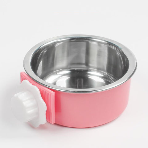 Stainless Steel Dog Fixed Cat Bowl Cat Bowl Dog Cage  Water Anti-Overturning Dog