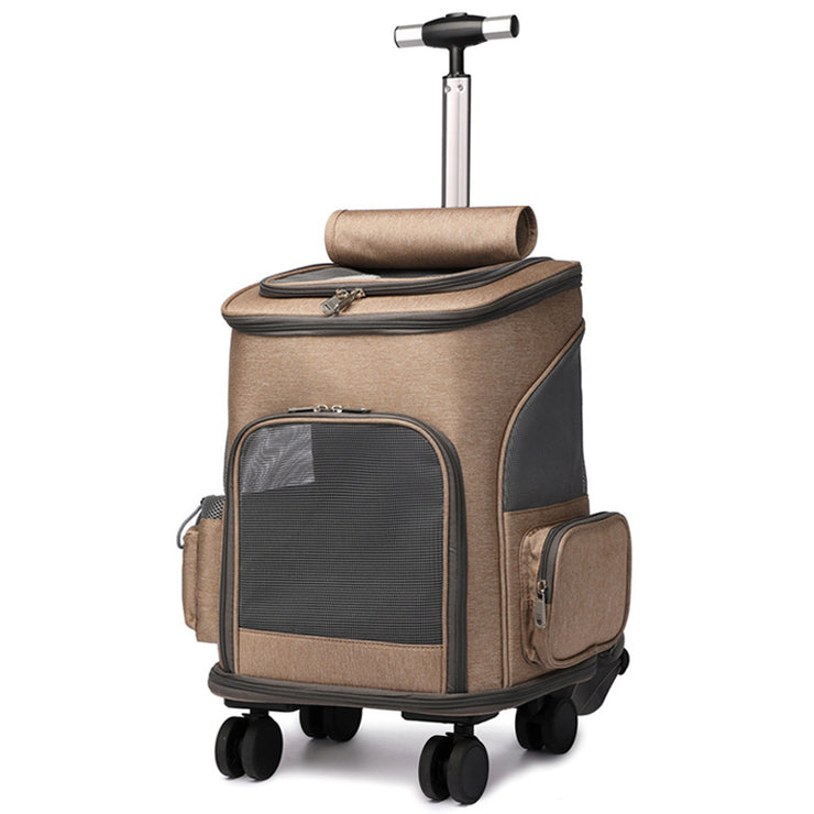 Portable Folding Trolley Pet Backpack with Universal Wheel