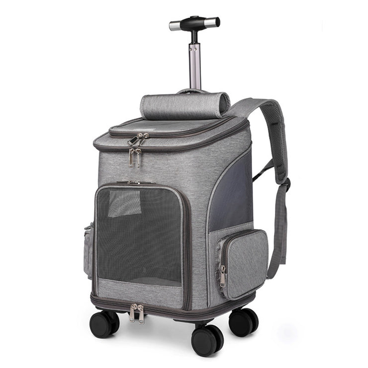 Portable Folding Trolley Pet Backpack with Universal Wheel