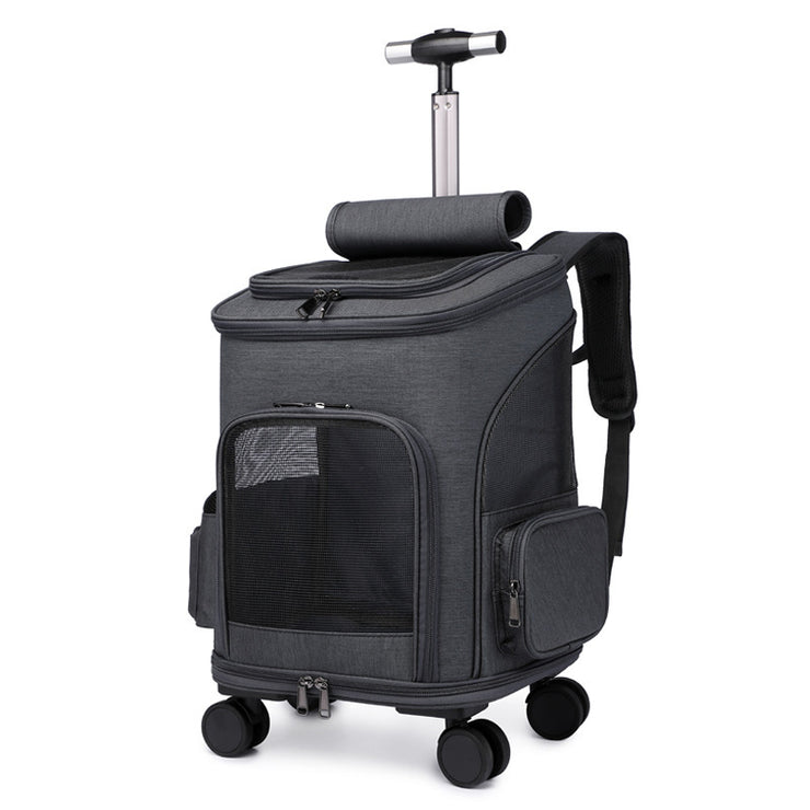 Portable Folding Trolley Pet Backpack with Universal Wheel