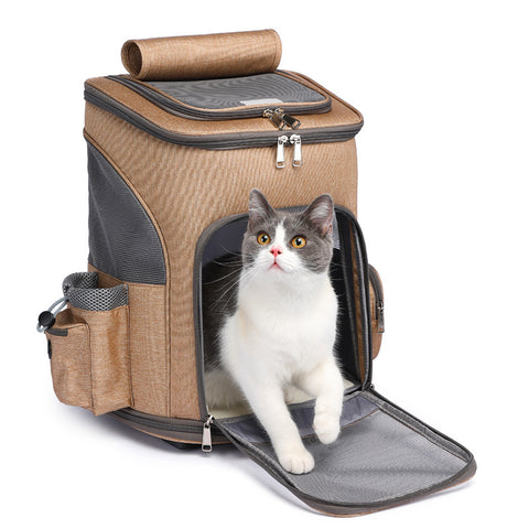 Portable Folding Trolley Pet Backpack with Universal Wheel