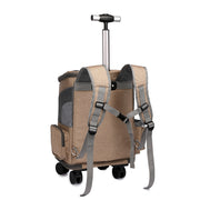 Portable Folding Trolley Pet Backpack with Universal Wheel