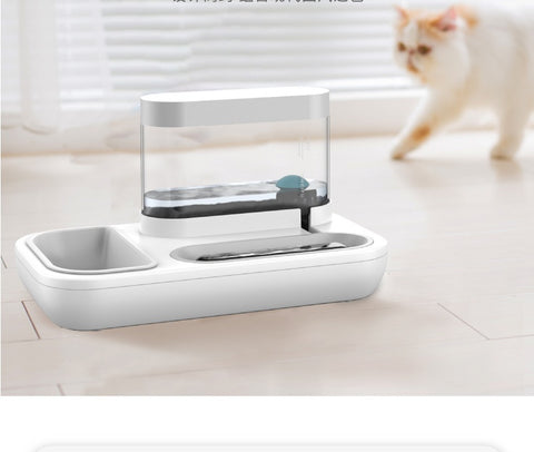 4-Style Pet Cat Bowl & Dog Feeder with Automatic Drinking Fountain