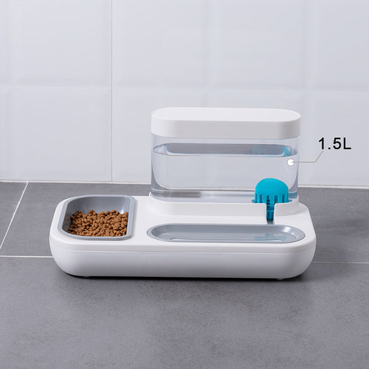 4-Style Pet Cat Bowl & Dog Feeder with Automatic Drinking Fountain