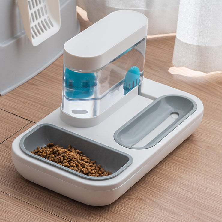 4-Style Pet Cat Bowl & Dog Feeder with Automatic Drinking Fountain