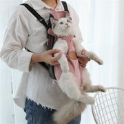 Portable Cat Backpack - Canvas Cartoon Design, Medium Hardness