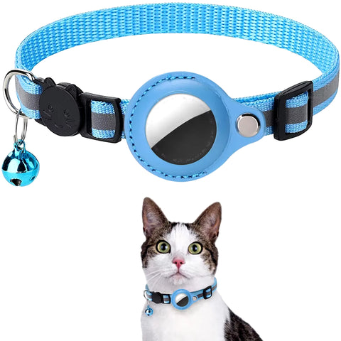 Adjustable Waterproof Cat Collar with Airtag Holder, Breakaway Design, Reflective Strips, and Bell