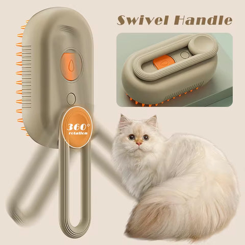 3-in-1 Electric Pet Grooming Brush with Steam Spray and Massage Features for Dog and Cat Hair Removal