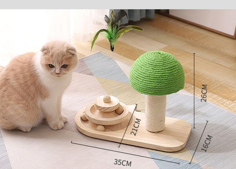 Interactive Cat Tree Toys with Scratching Post - Double Sisal Ball Track