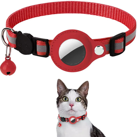 Adjustable Waterproof Cat Collar with Airtag Holder, Breakaway Design, Reflective Strips, and Bell