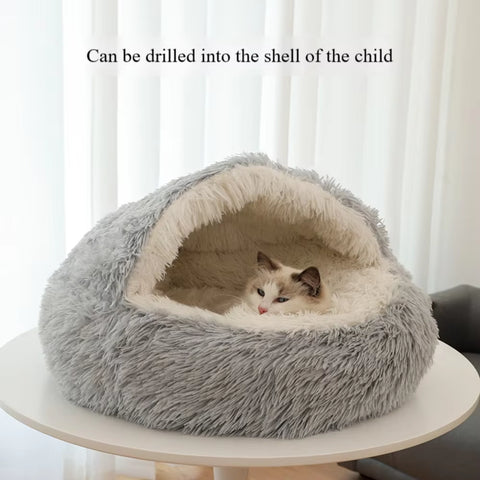 Plush Round Pet Mattress - 2-in-1 Soft Sleeping Nest for Cats and Small Dogs