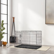 36 Inch Iron Foldable With Divider Plastic Tray Black Dog And Cat Cage