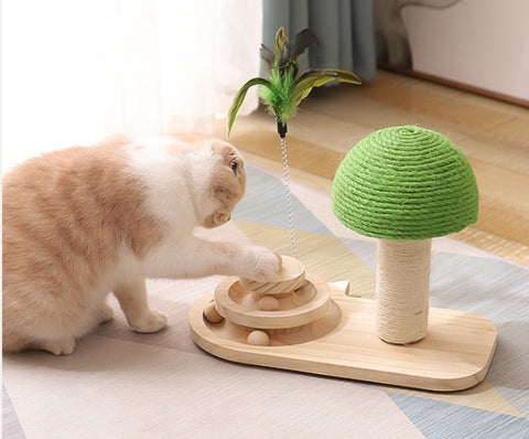 Interactive Cat Tree Toys with Scratching Post - Double Sisal Ball Track