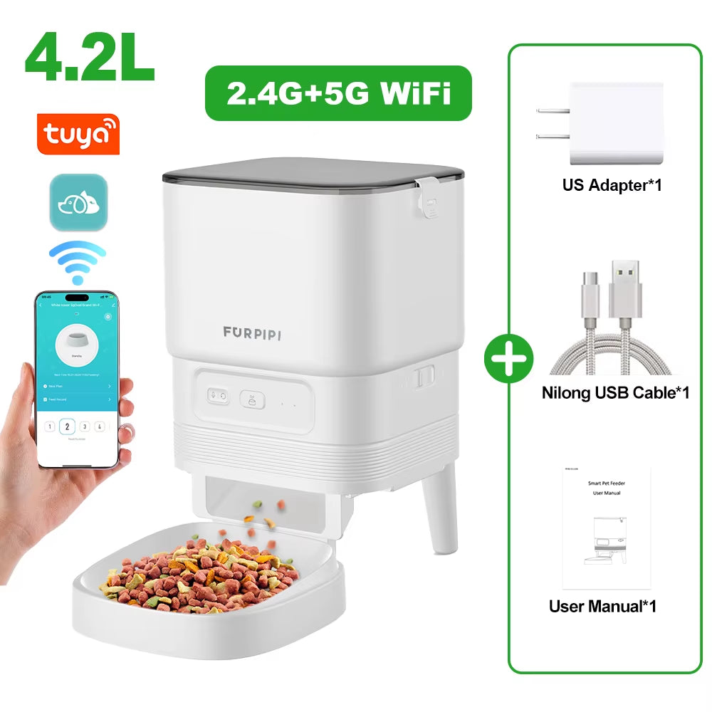 Automatic Feeder for Cat Dog 5G Wifi Smart Cat Feeder Feed Time Setting for Pets Dogs Cats Food Automatic Dispenser Bowl