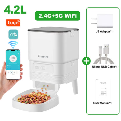 Automatic Feeder for Cat Dog 5G Wifi Smart Cat Feeder Feed Time Setting for Pets Dogs Cats Food Automatic Dispenser Bowl