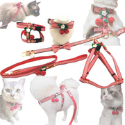 Knit Strawberry Pet Traction Set - Adjustable Harness with Cute Pendant