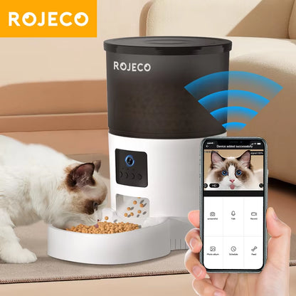 Automatic Cat Feeder with Camera Video Cat Food Dispenser Pet Smart Voice Recorder Remote Control Auto Feeder for Cat Dog