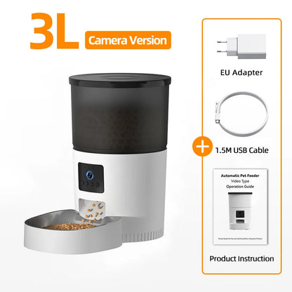 Automatic Cat Feeder with Camera Video Cat Food Dispenser Pet Smart Voice Recorder Remote Control Auto Feeder for Cat Dog