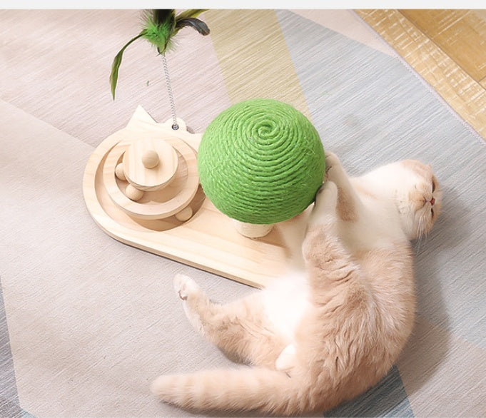 Interactive Cat Tree Toys with Scratching Post - Double Sisal Ball Track