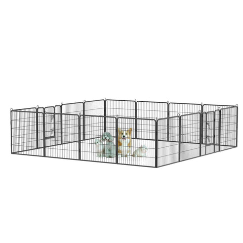 Dog Pens Outdoor 16 Panels Metal Portable Dog Playpen Dog Fence With Doors