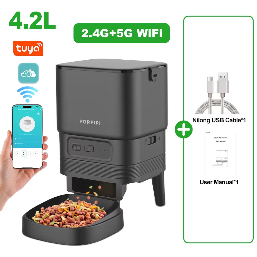 Automatic Feeder for Cat Dog 5G Wifi Smart Cat Feeder Feed Time Setting for Pets Dogs Cats Food Automatic Dispenser Bowl