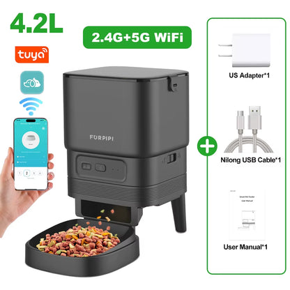 Automatic Feeder for Cat Dog 5G Wifi Smart Cat Feeder Feed Time Setting for Pets Dogs Cats Food Automatic Dispenser Bowl