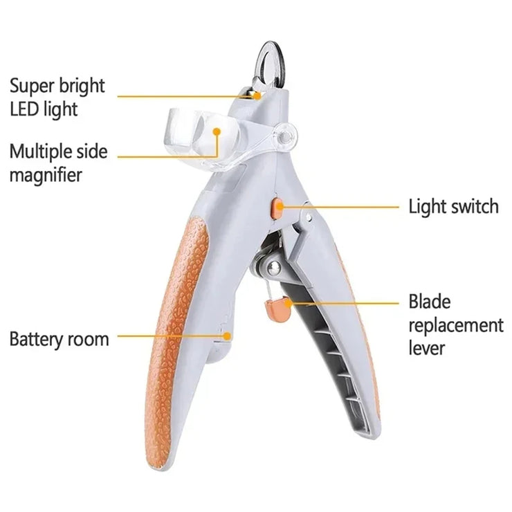 LED Pet Nail Clipper with Amplification Feature for Dogs and Cats - Professional Grooming Tool and Cleaning Supplies