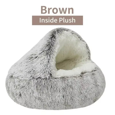 Plush Round Pet Mattress - 2-in-1 Soft Sleeping Nest for Cats and Small Dogs