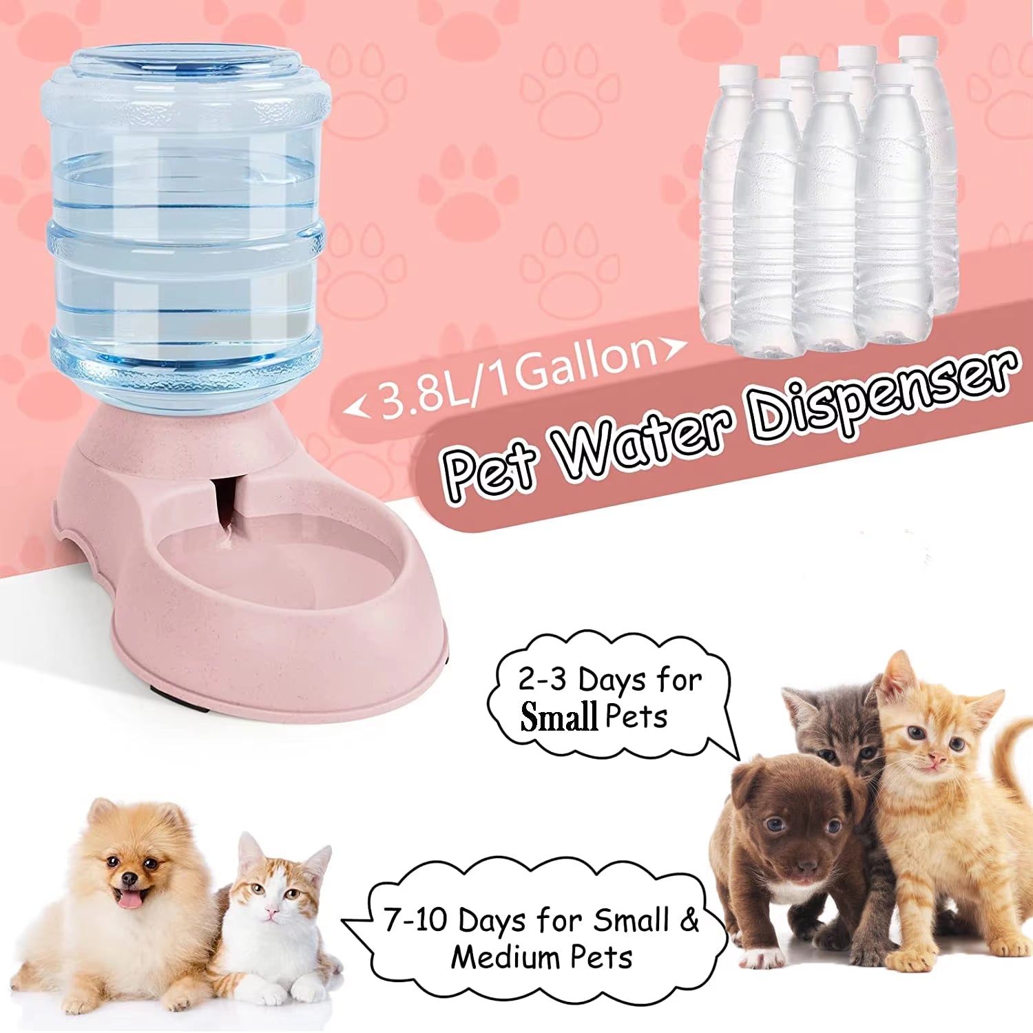 Automatic Water Dispenser Large Capacity Pet Feeder Small Dog Food Bowl Cat Feeder Drinking Bowl Pet Feeding Drinker Water Bowl