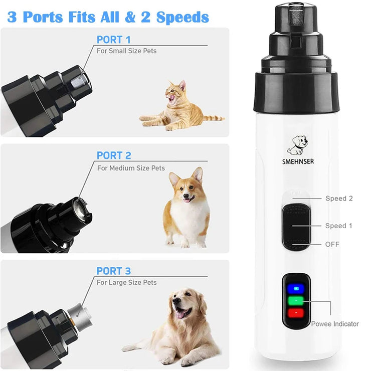 Rechargeable Electric Pet Nail Grinder - USB Charging Nail Clipper for Dogs and Cats