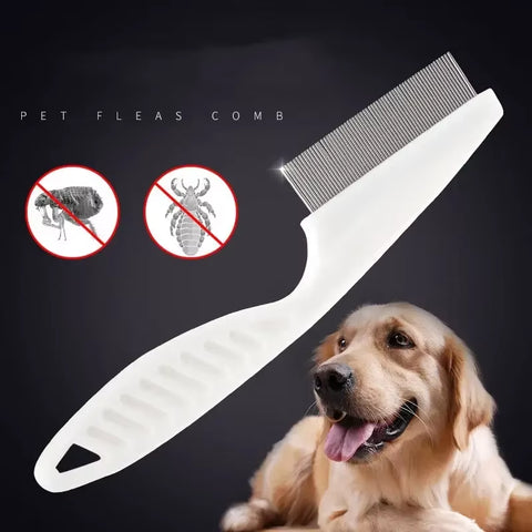 Stainless Steel Flea Comb for Dogs and Cats - Portable Grooming Tool with Dense Teeth for Effective Hair Removal