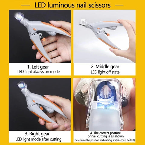 LED Pet Nail Clipper with Amplification Feature for Dogs and Cats - Professional Grooming Tool and Cleaning Supplies