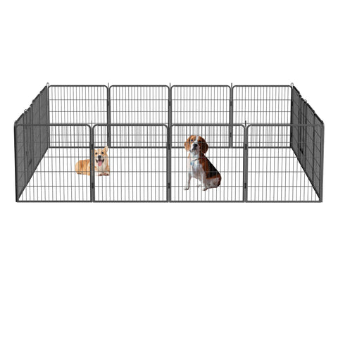 Dog Pens Outdoor 16 Panels Metal Portable Dog Playpen Dog Fence With Doors