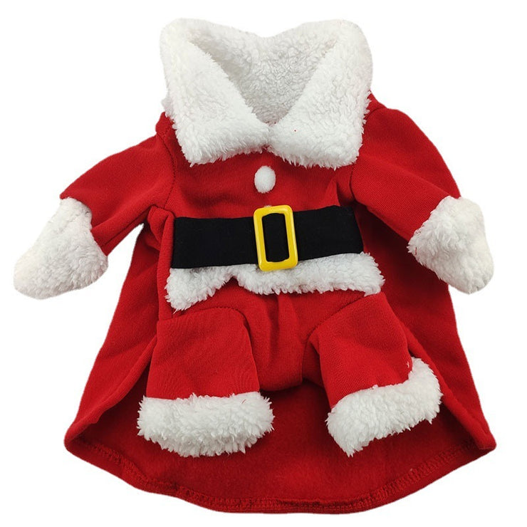 Festive Christmas Pet Costume for Small Dogs – Red Polyester