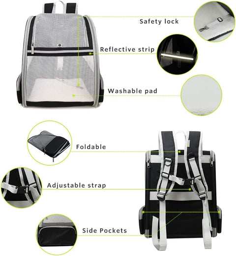 Innovative Bubble Backpack Pet Carrier for Cats and Dogs - Black