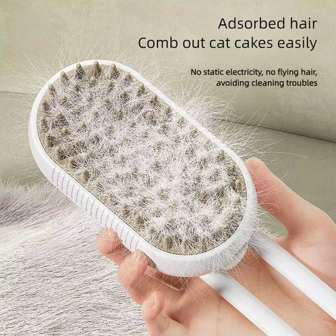 3-in-1 Electric Pet Grooming Brush with Steam Spray and Massage Features for Dog and Cat Hair Removal