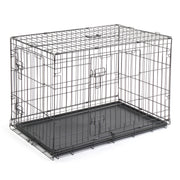 36 Inch Iron Foldable With Divider Plastic Tray Black Dog And Cat Cage