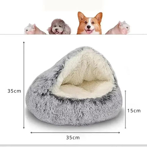 Plush Round Pet Mattress - 2-in-1 Soft Sleeping Nest for Cats and Small Dogs