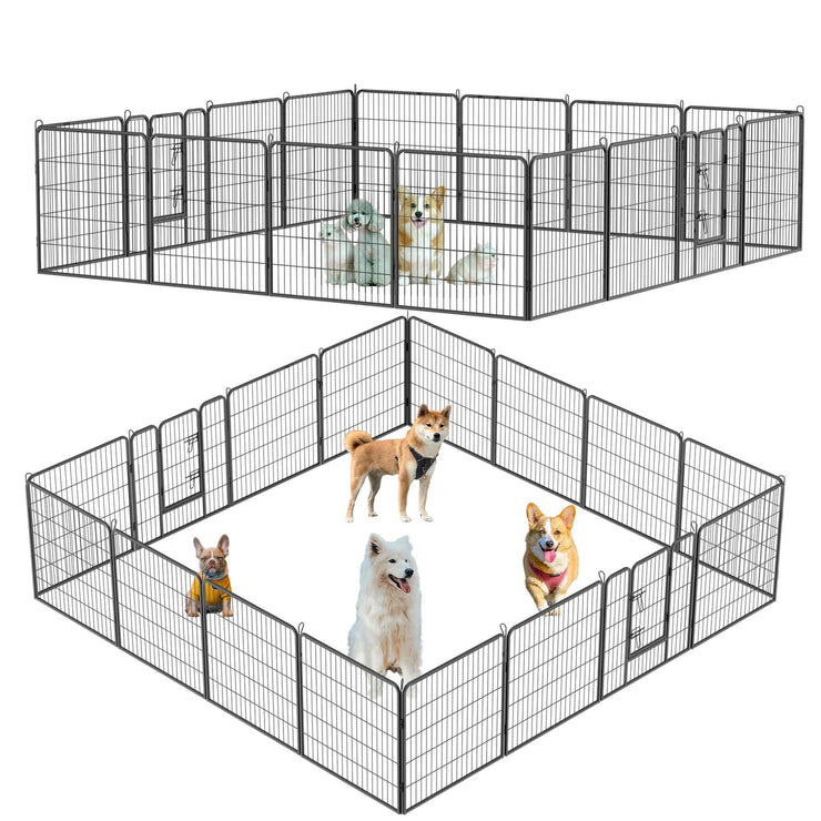 Dog Pens Outdoor 16 Panels Metal Portable Dog Playpen Dog Fence With Doors