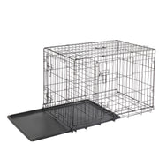 36 Inch Iron Foldable With Divider Plastic Tray Black Dog And Cat Cage